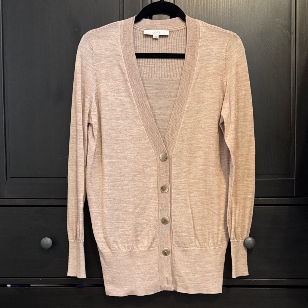 Loft Women's Beige Button-Up Cardigan